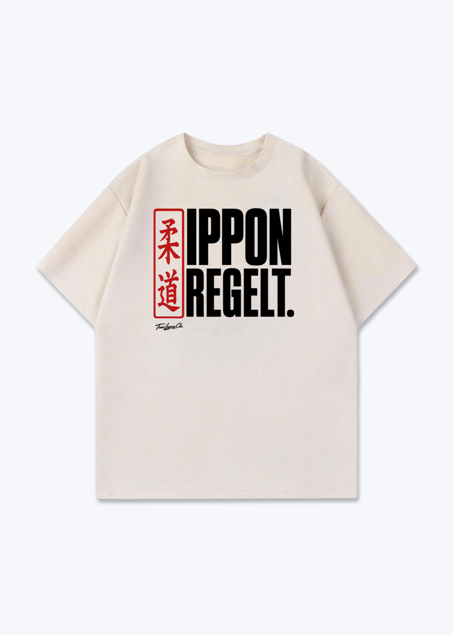 IPPON REGELT. | Kanji - Oversized Shirt - Beige Front (Designed)