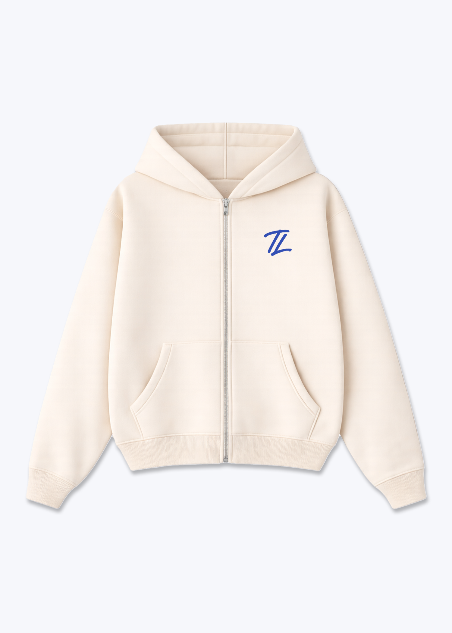 TL - Zip Hoodie - Beige Front (Designed)