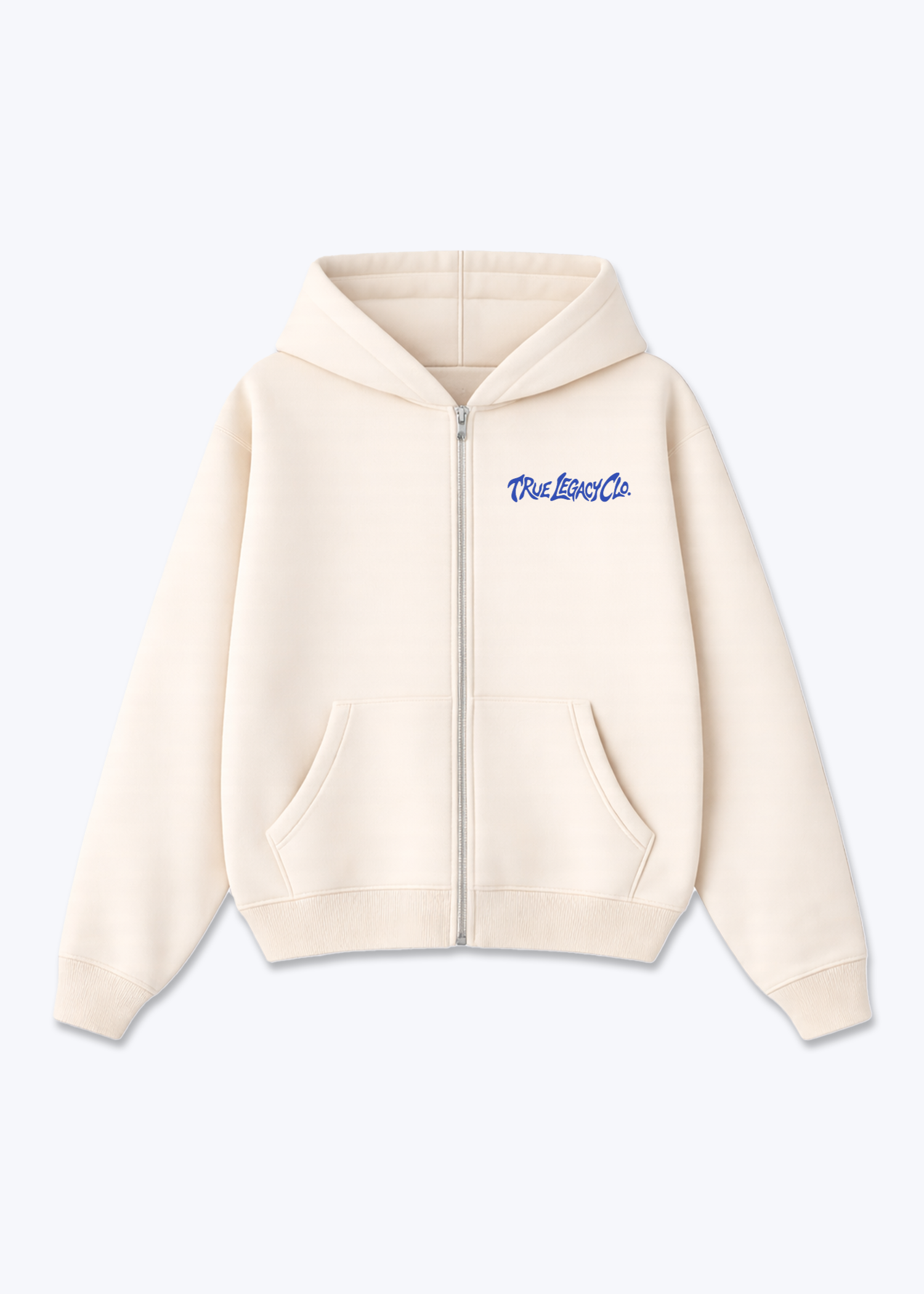 TRUE LEGACY CLO. - Zip Hoodie - Beige Front (Designed)