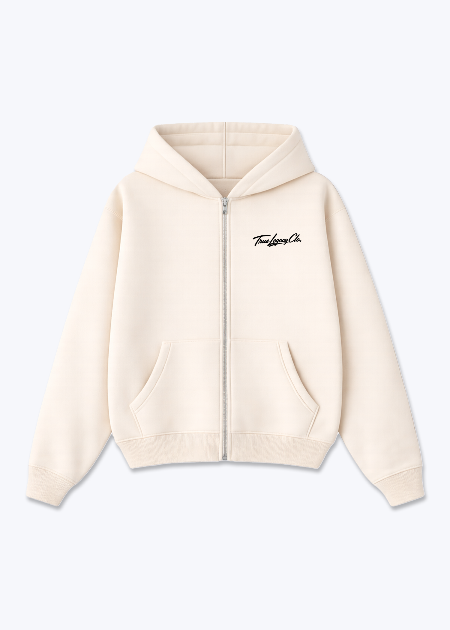 TRUE LEGACY CLO. (ORIGINAL) - Zip Hoodie - Beige Front (Designed)