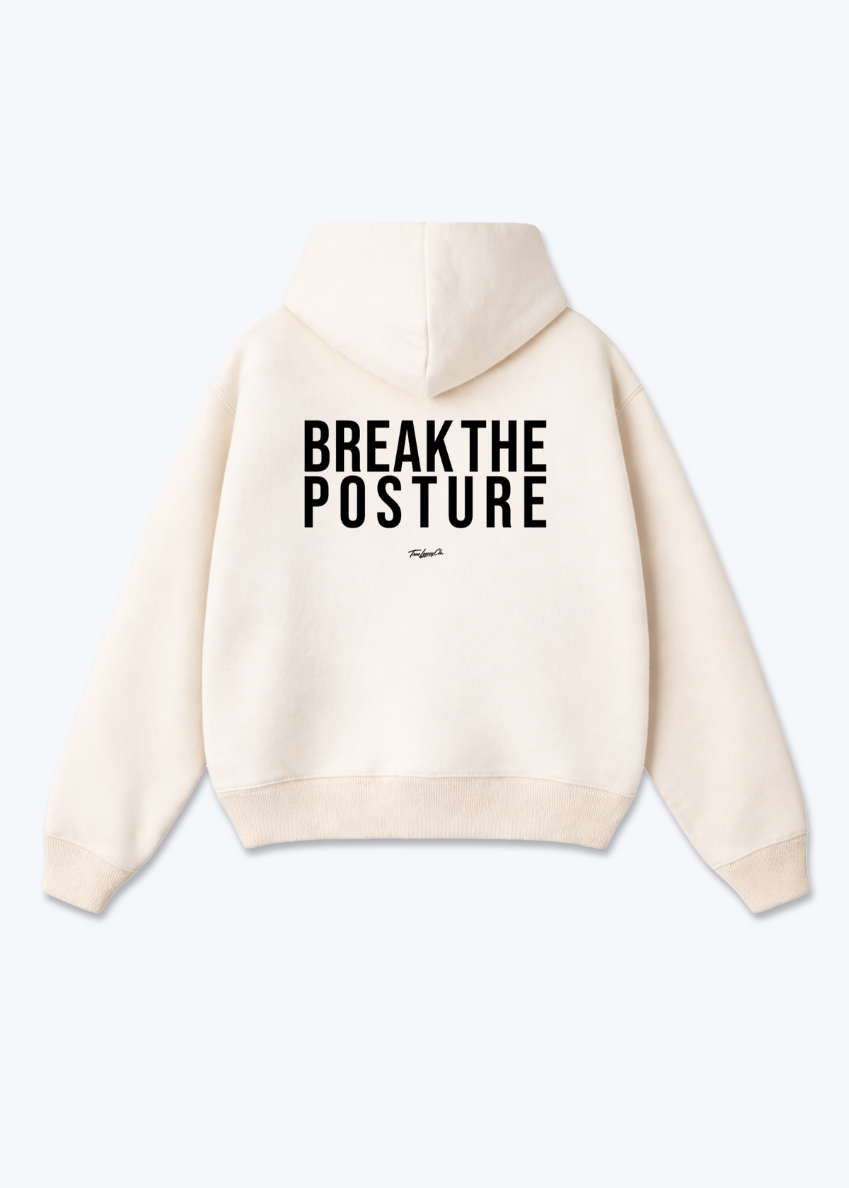 BREAK THE POSTURE - Oversized Hoodie - Beige Back (Designed)
