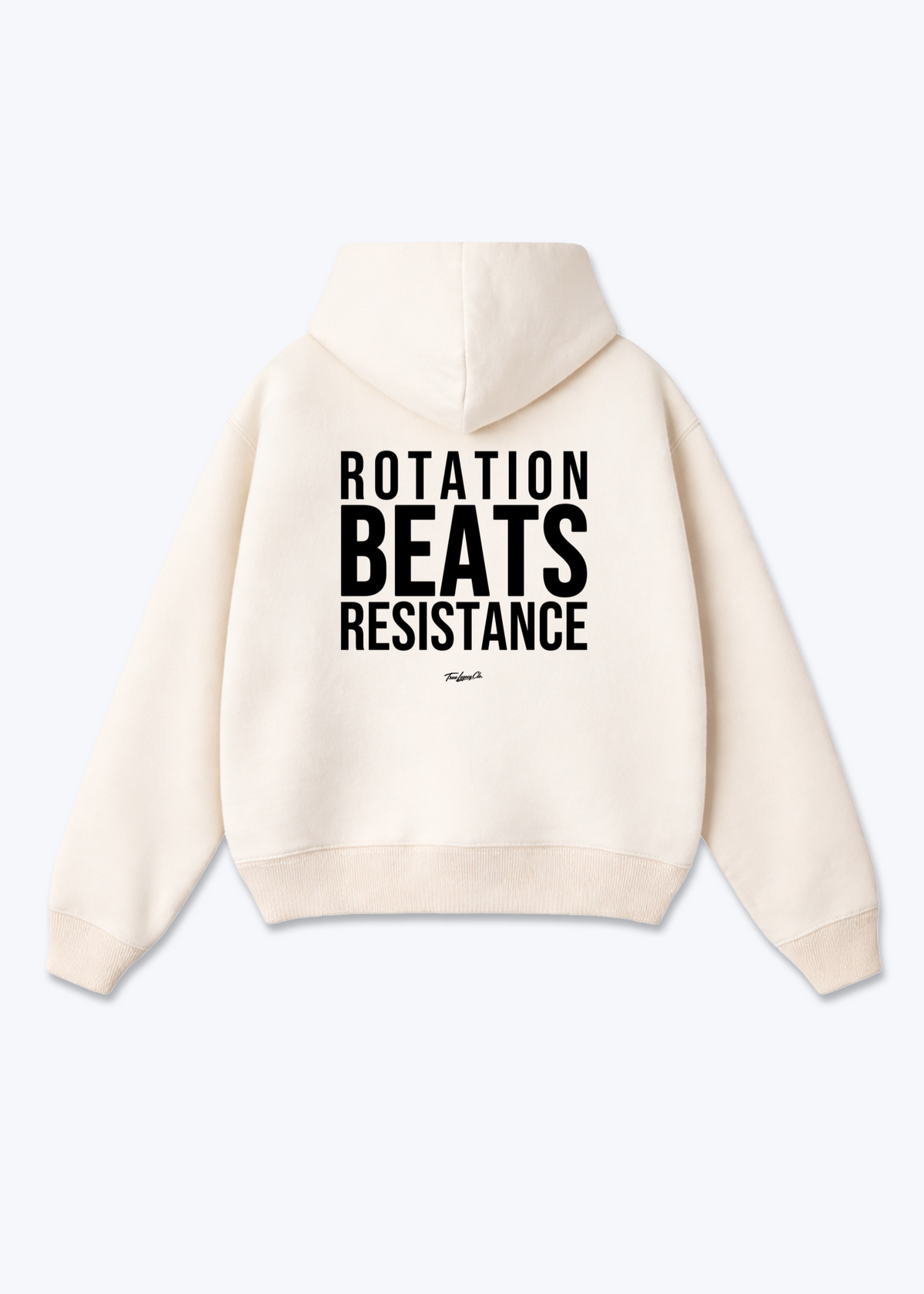 ROTATION BEATS RESISTANCE - Oversized Hoodie - Beige Back (Designed)