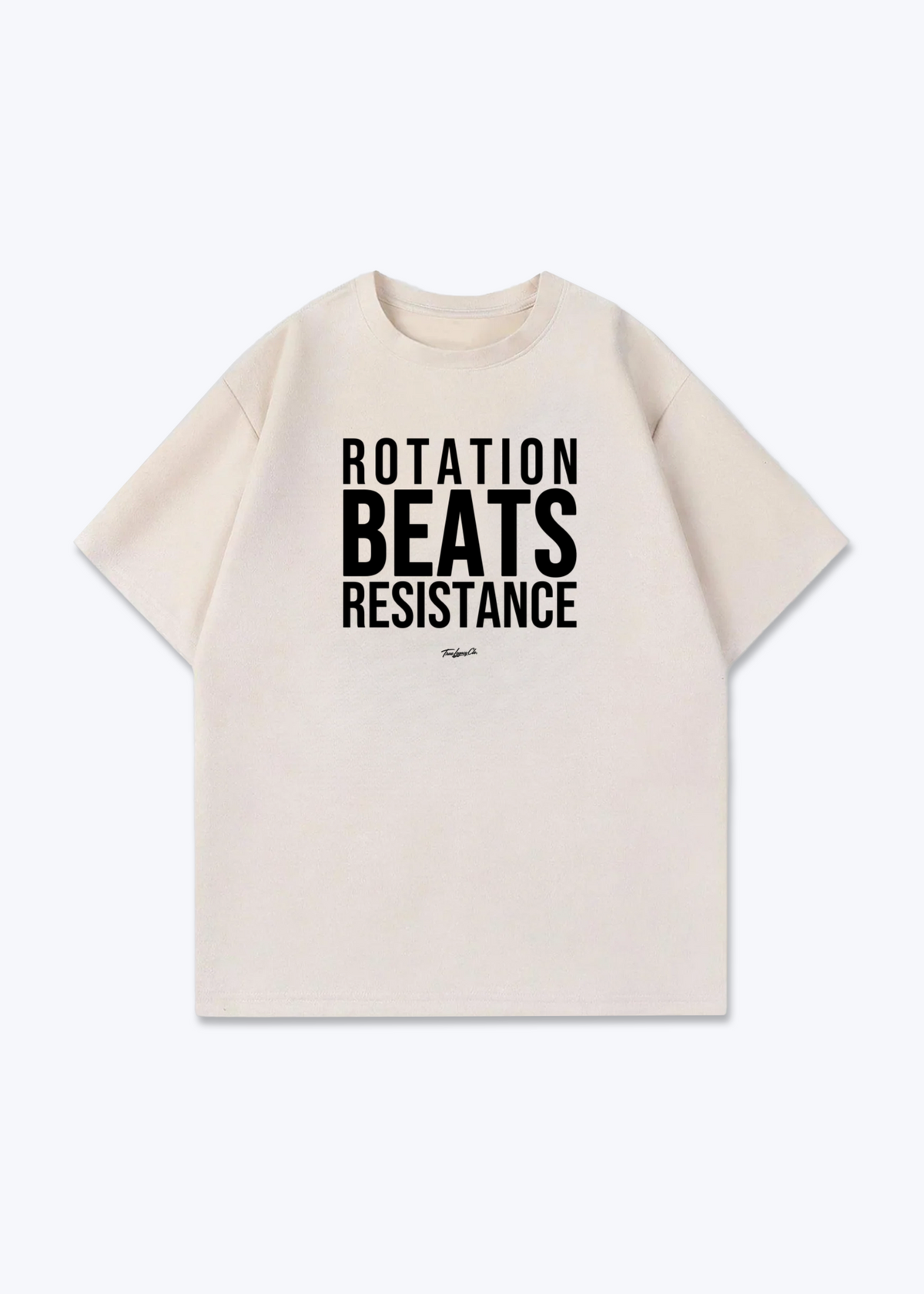 ROTATION BEATS RESISTANCE - Oversized Shirt - Beige Front (Designed)