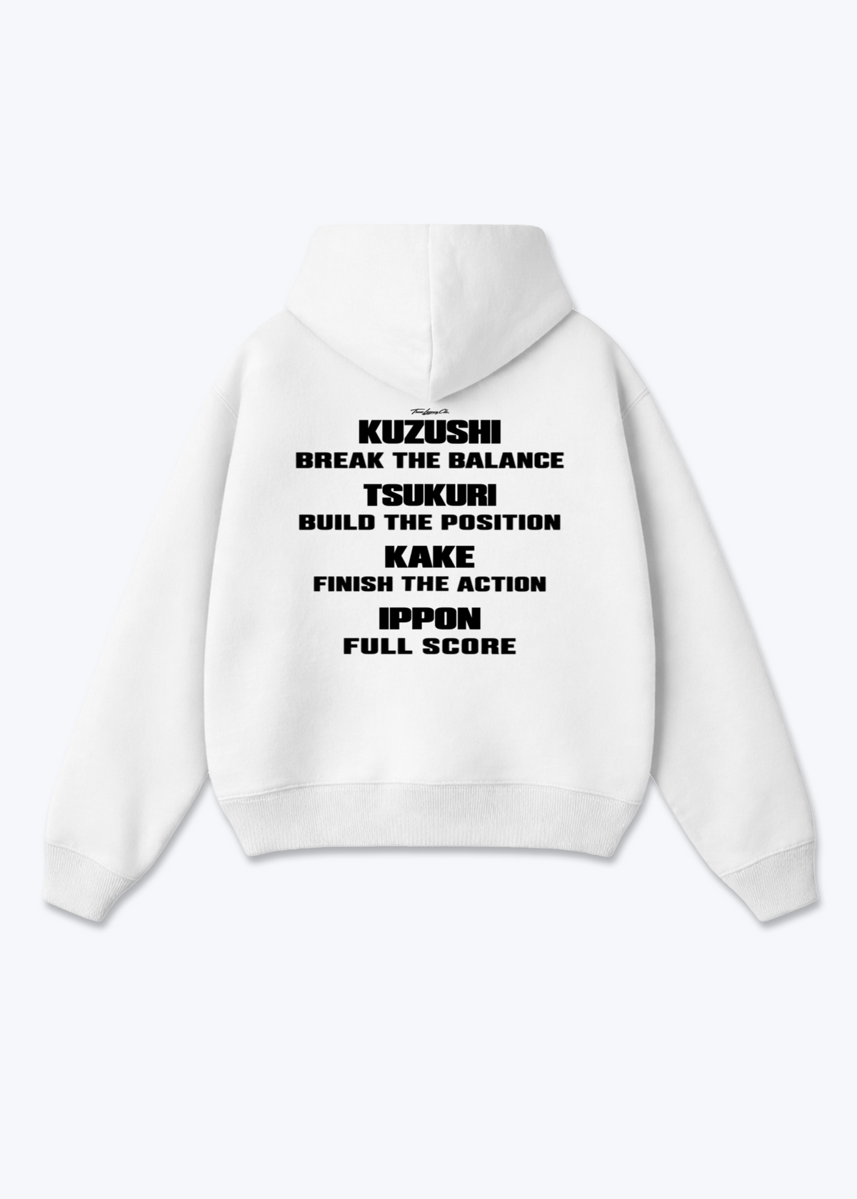 KUZUSHI TSUKURI KAKE IPPON QUOTE - Oversized Hoodie - White Back (Designed)