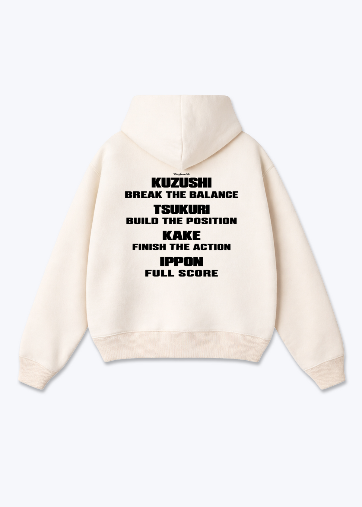 KUZUSHI TSUKURI KAKE IPPON QUOTE - Oversized Hoodie - Beige Back (Designed)