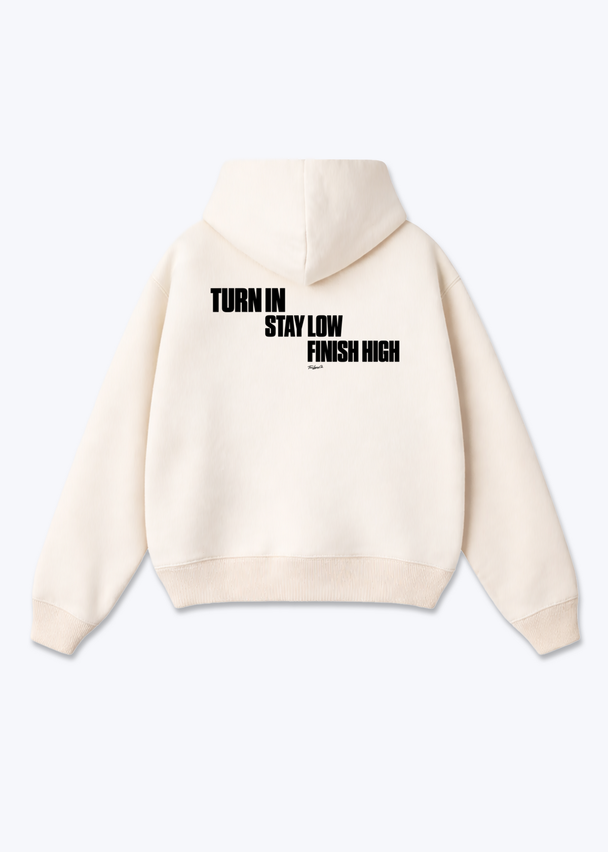 TURN IN / STAY LOW / FINISH HIGH - Oversized Hoodie - Beige Back (Designed)