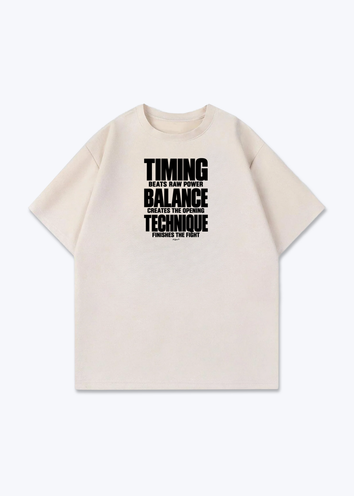 TIMING BALANCE TECHNIQUE - Oversized Shirt - Beige Front (Designed)