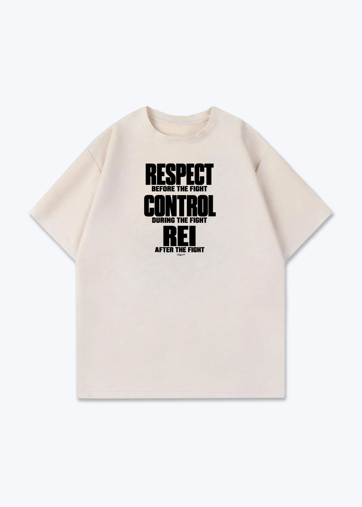 RESPECT / CONTROL / REI - Oversized Shirt - Beige Front (Designed)