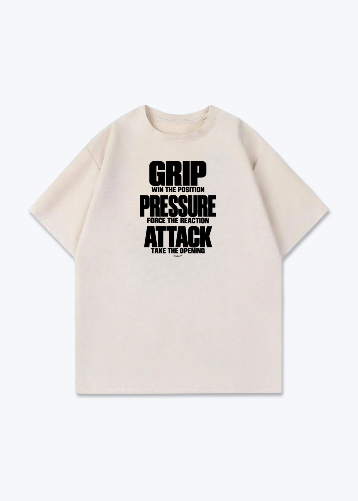 GRIP PRESSURE ATTACK - Oversized Shirt - Beige Front (Designed)