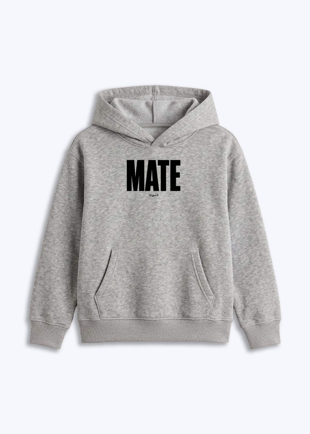 MATE - Kids Hoodie - Grau Front (Designed)